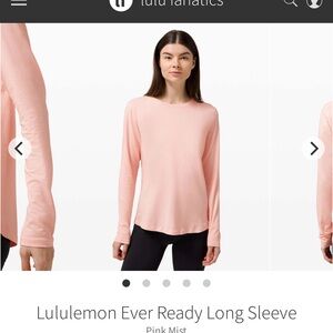 lululemon athletica Ever Ready Long Sleeve in Pink Mist